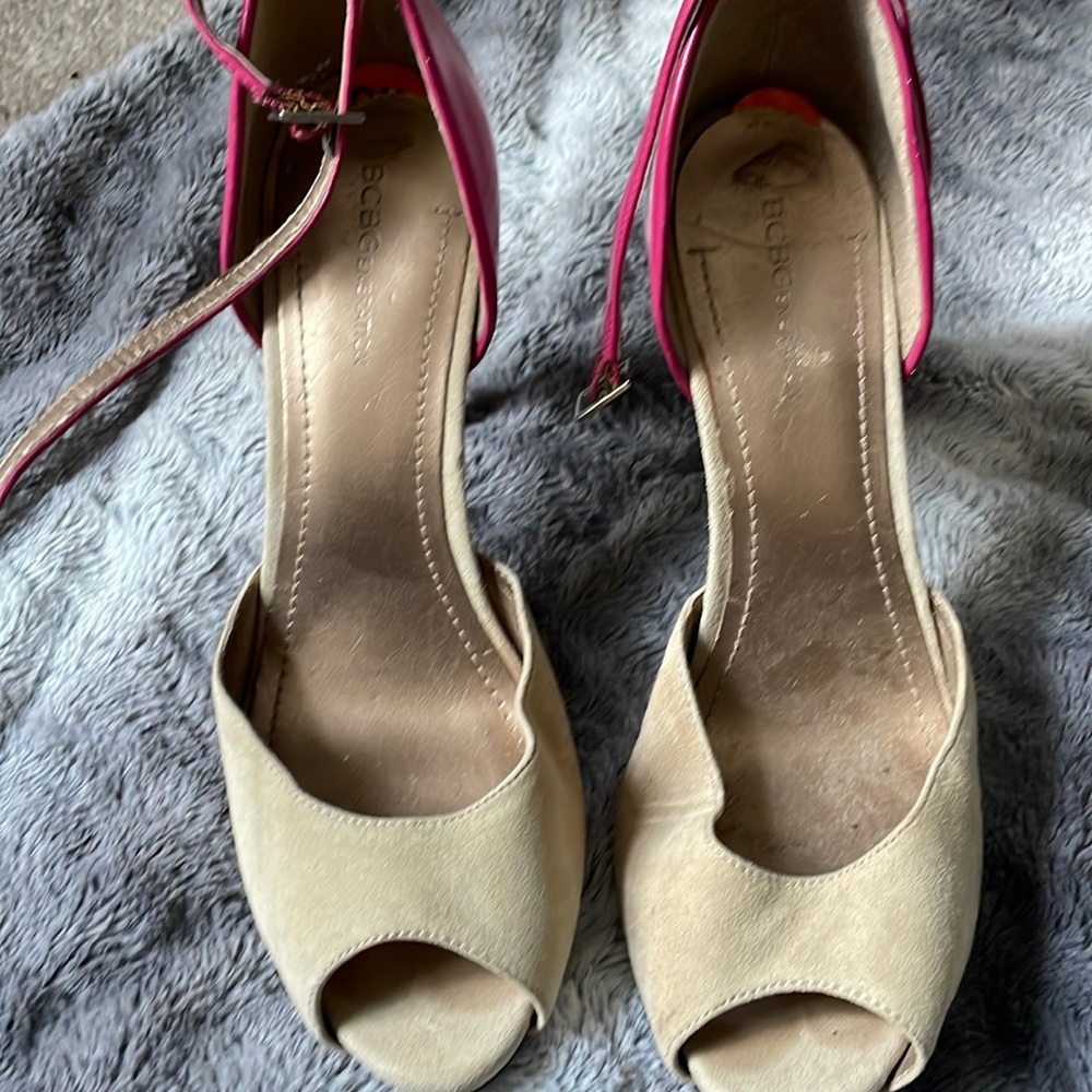 Suede toe, pink/cream heels